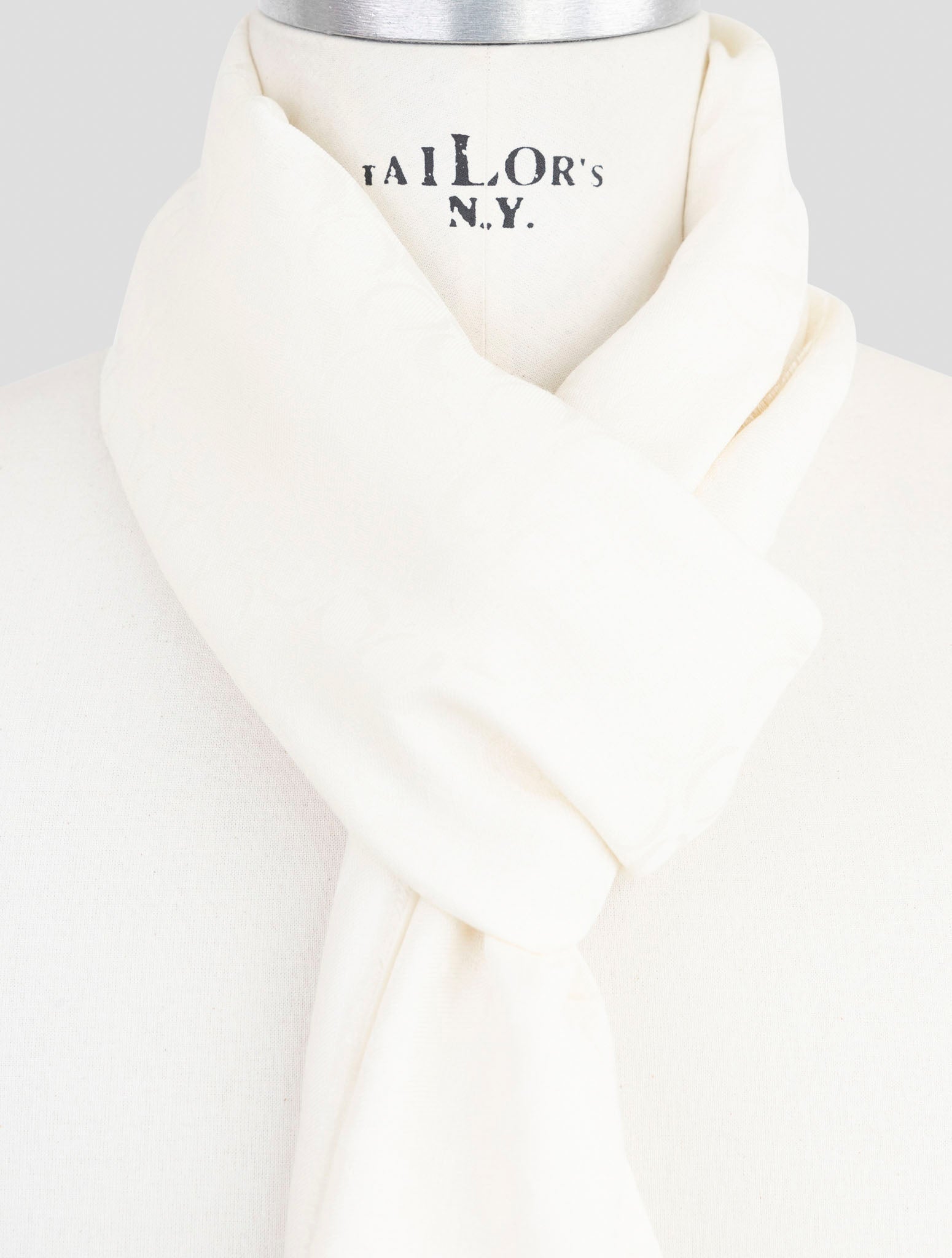 Kiton White Wool Silk Scarf
