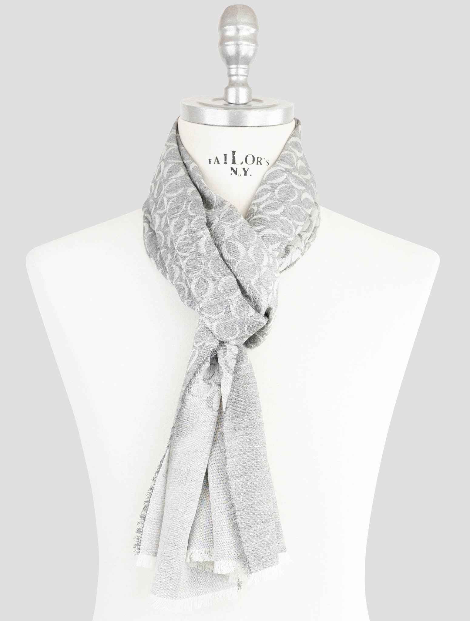 Kiton Gray Cashmere Silk Scarf