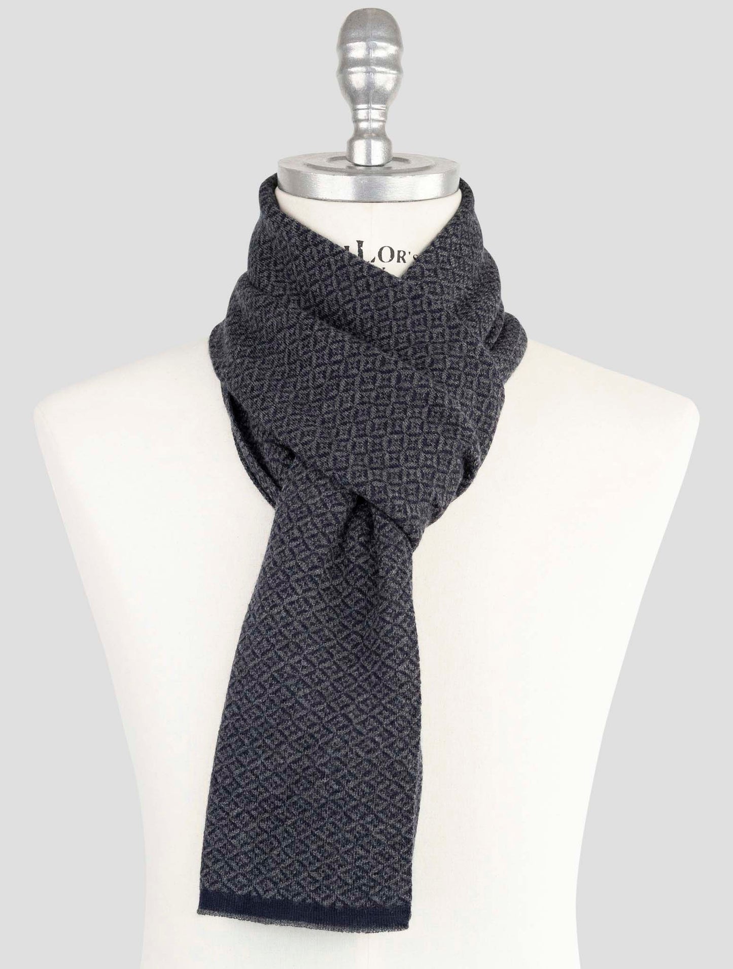 Kiton Gray Blue Cashmere Silk Scarf