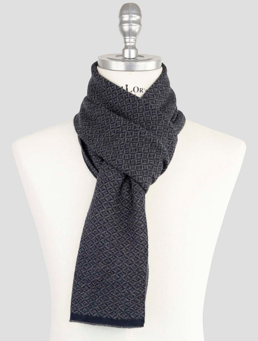 Kiton Gray Blue Cashmere Silk Scarf