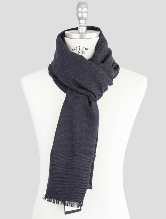 Kiton Gray Blue Cashmere Silk Scarf