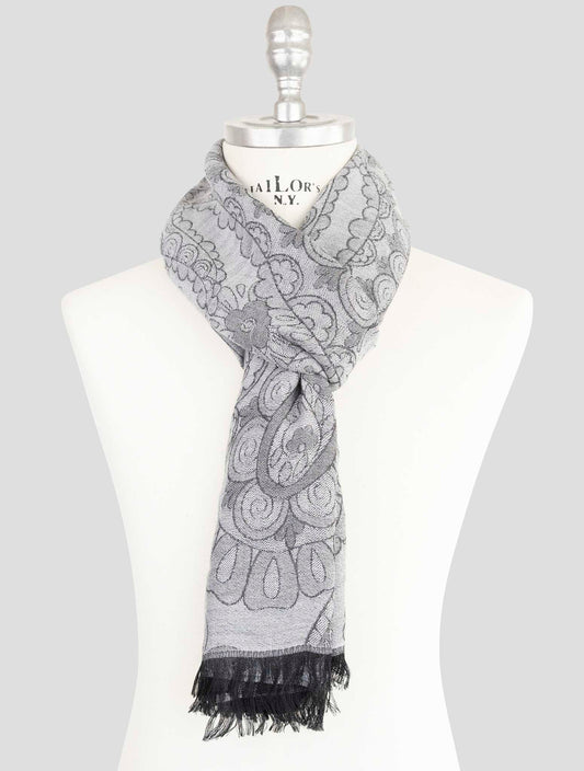 Kiton Gray Cashmere Silk Scarf