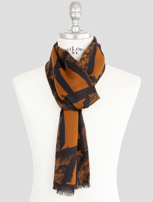 Kiton Brown Blue Cashmere Silk Scarf