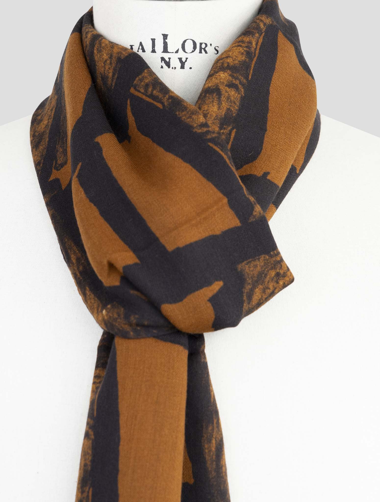 Kiton Brown Blue Cashmere Silk Scarf