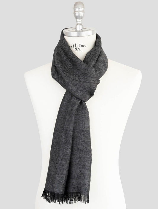 Kiton Blue Cashmere Silk Scarf