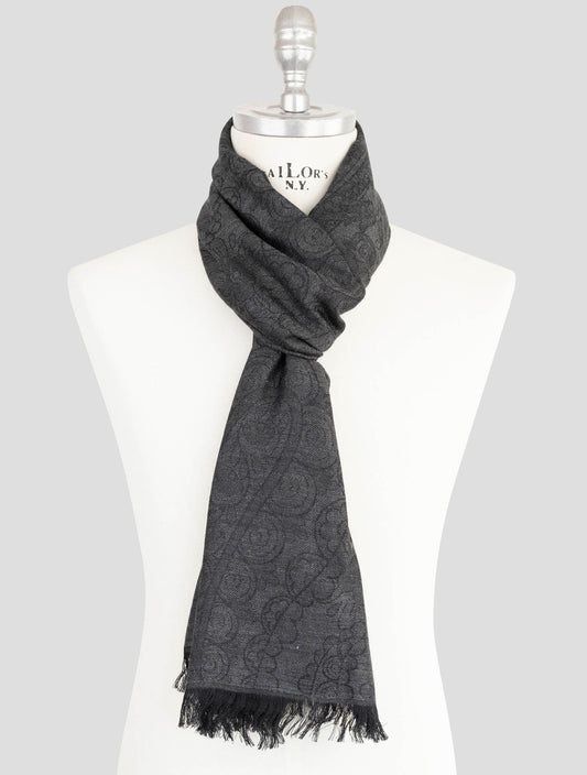 Kiton Gray Cashmere Silk Scarf