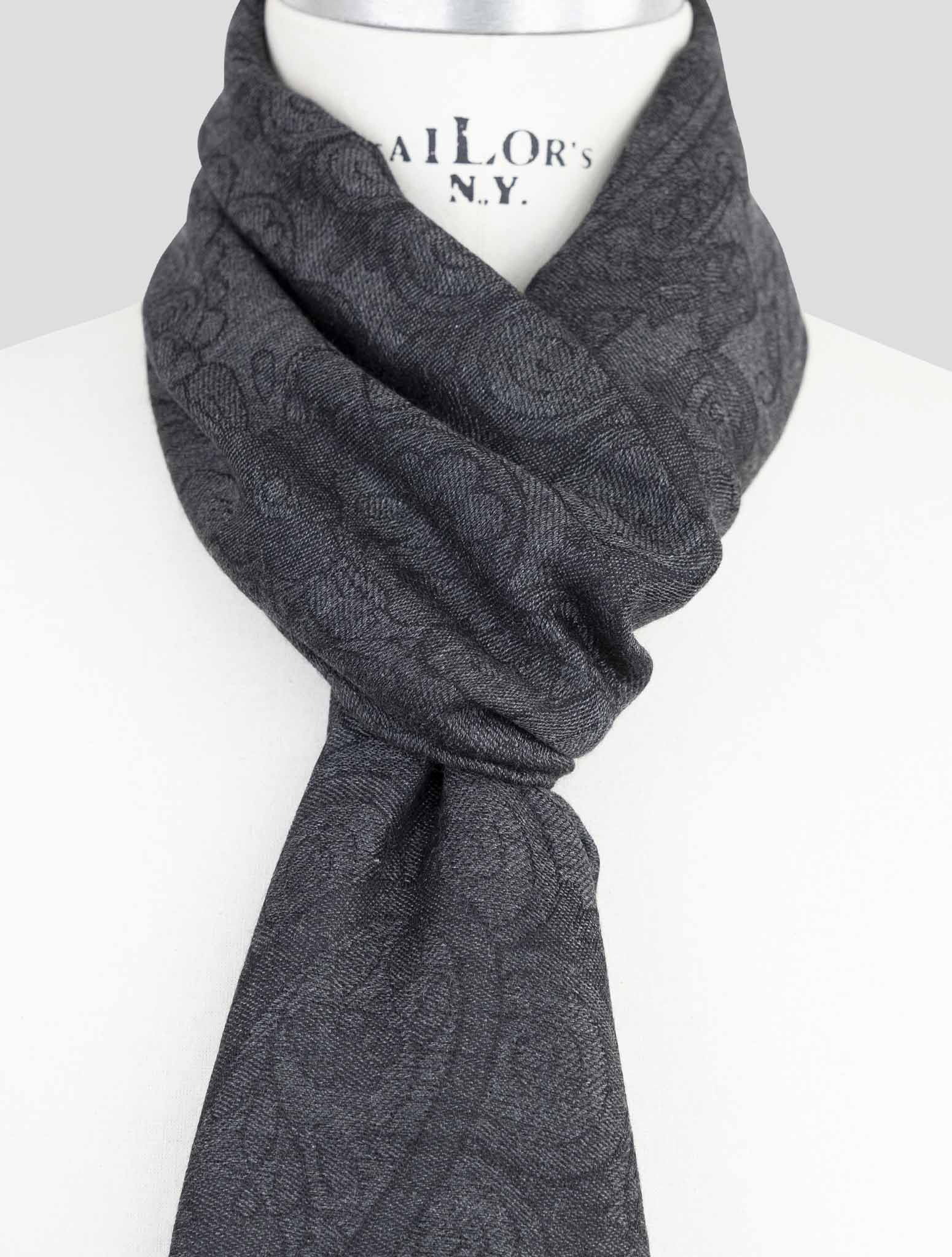 Kiton Gray Cashmere Silk Scarf