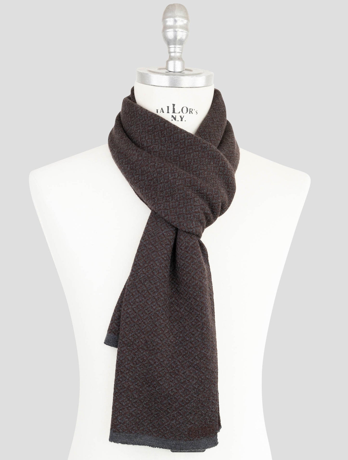 Kiton Brown Blue Cashmere Silk Scarf