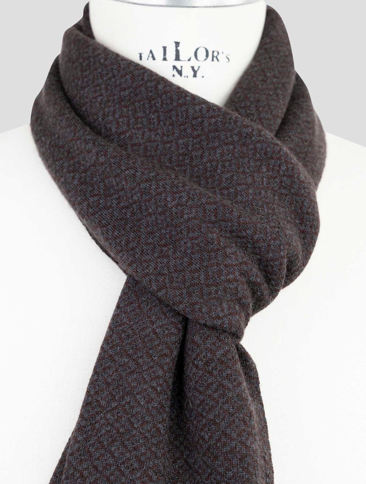 Kiton Brown Blue Cashmere Silk Scarf