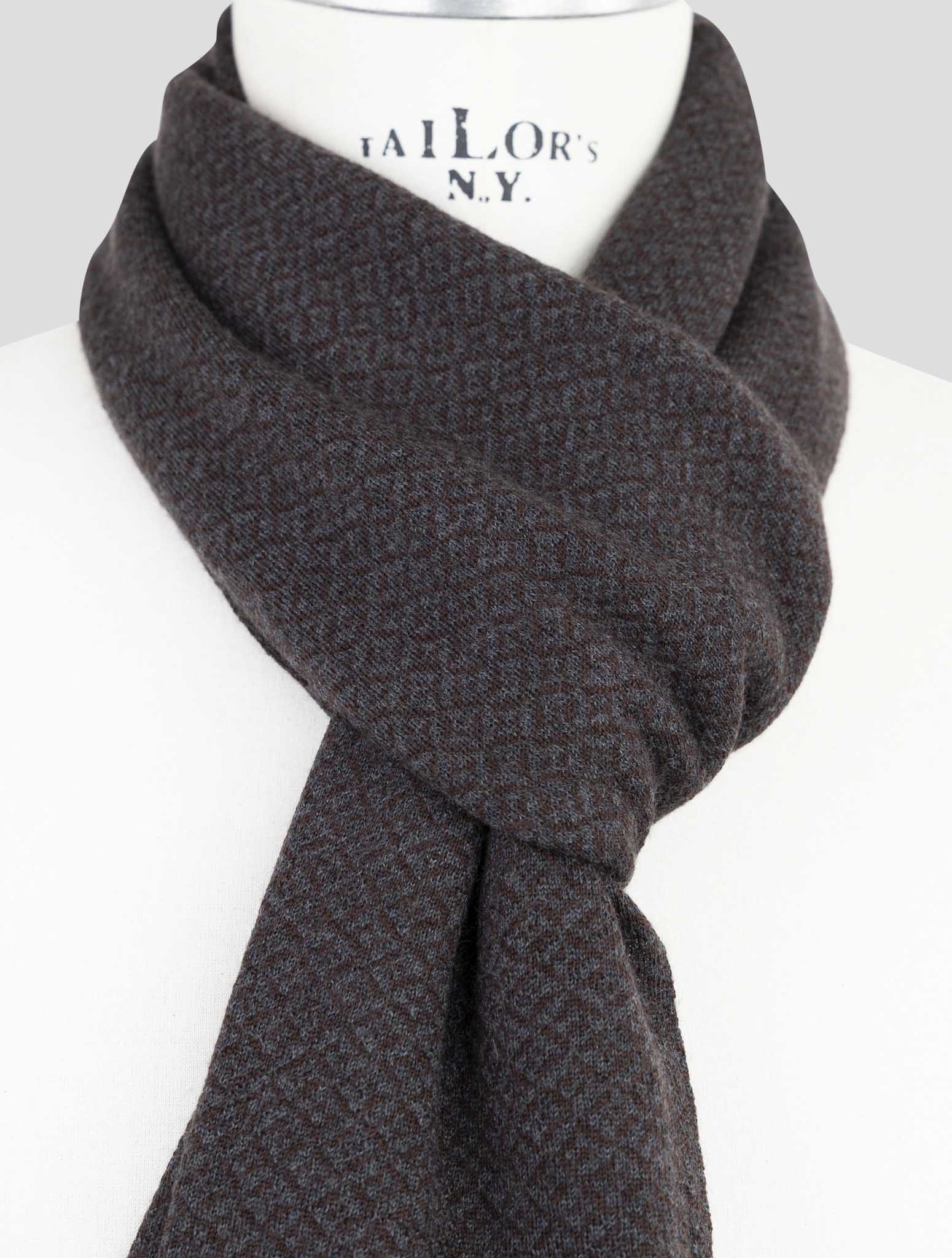 Kiton Brown Blue Cashmere Silk Scarf