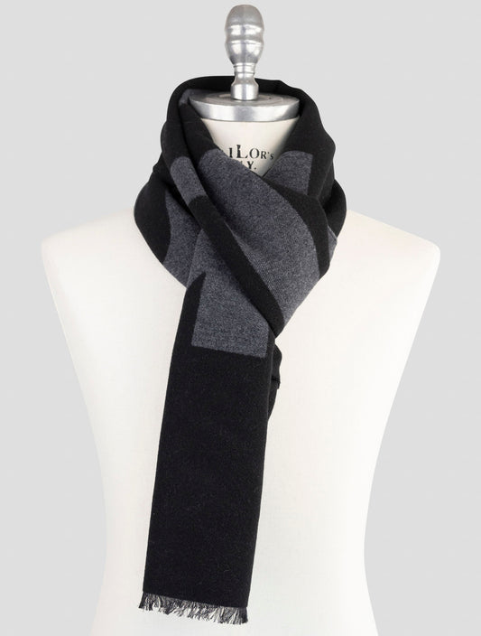 Kiton Gray Blue Wool Cashmere Silk Scarf