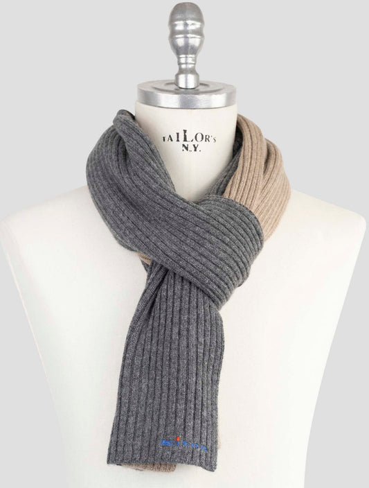 Kiton Beige Gray Cashmere Scarf