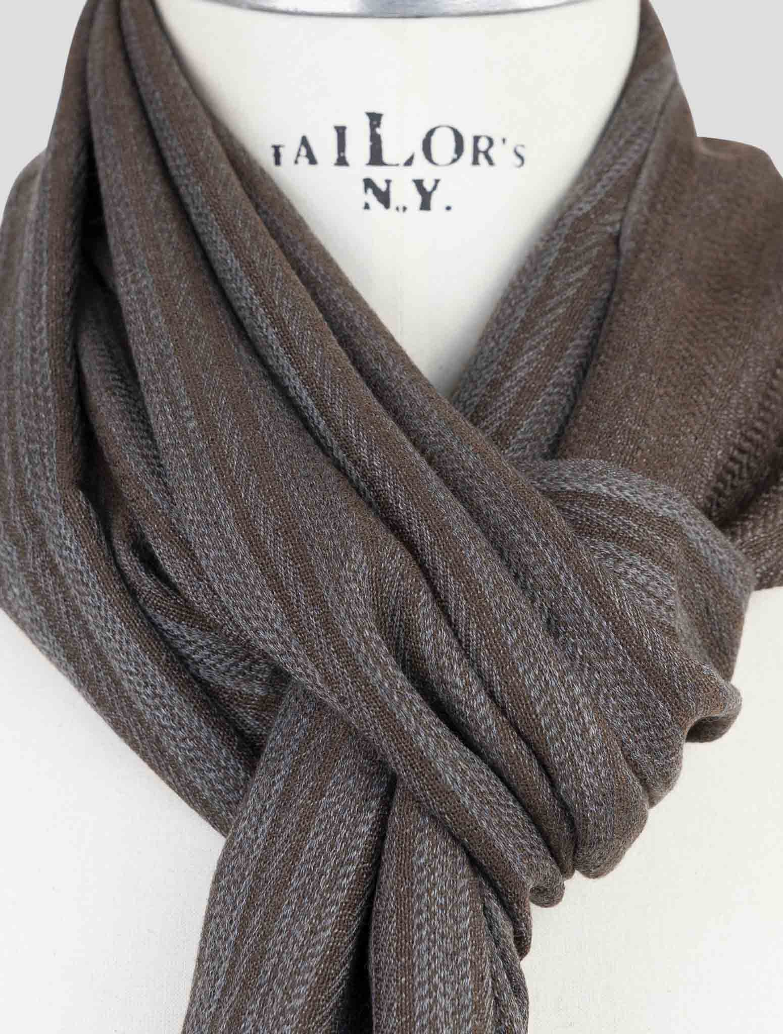 Kiton Gray Brown Cashmere Scarf