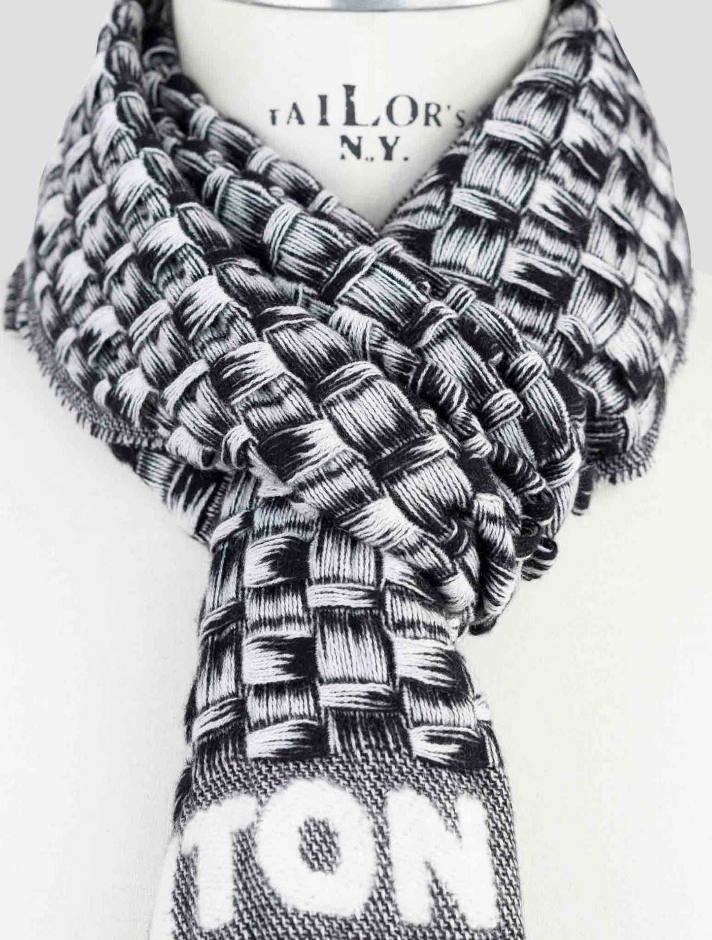 Kiton Blue White Cashmere Scarf