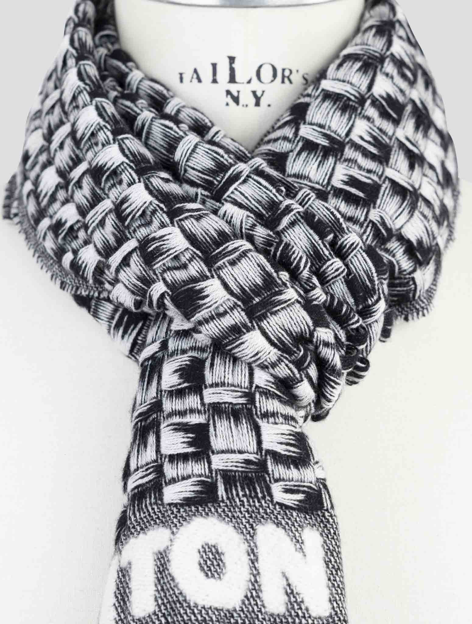 Kiton Blue White Cashmere Scarf