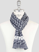 Kiton Blue White Cashmere Scarf
