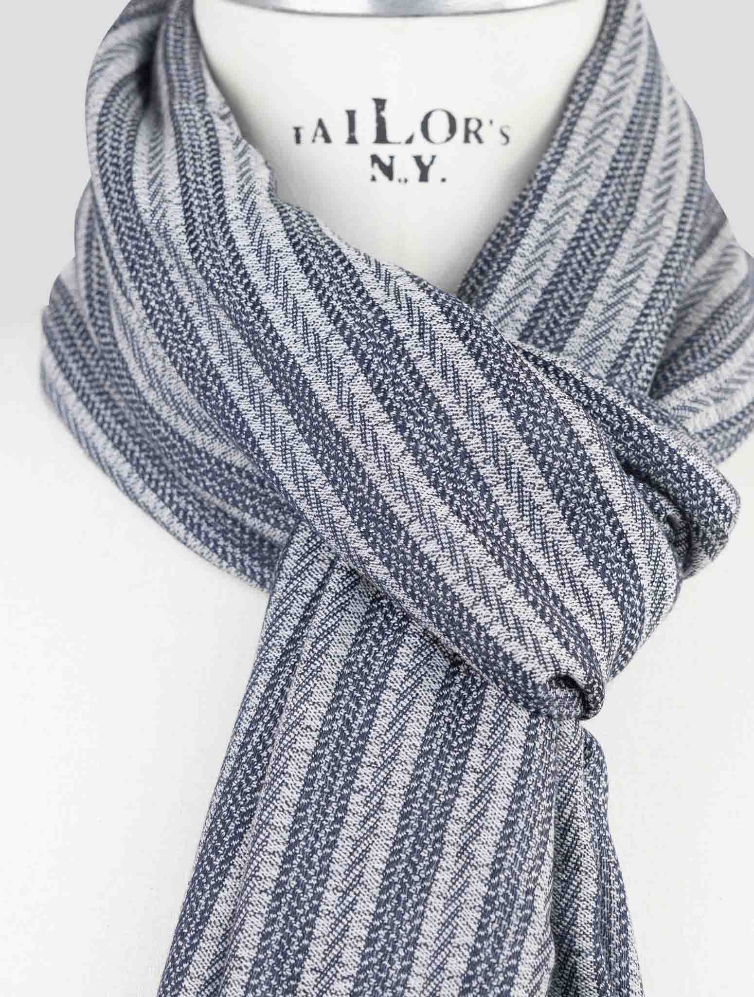 Kiton Blue White Cashmere Scarf