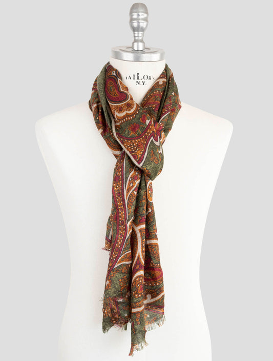 Kiton Multicolor Wool Cashmere Silk Scarf
