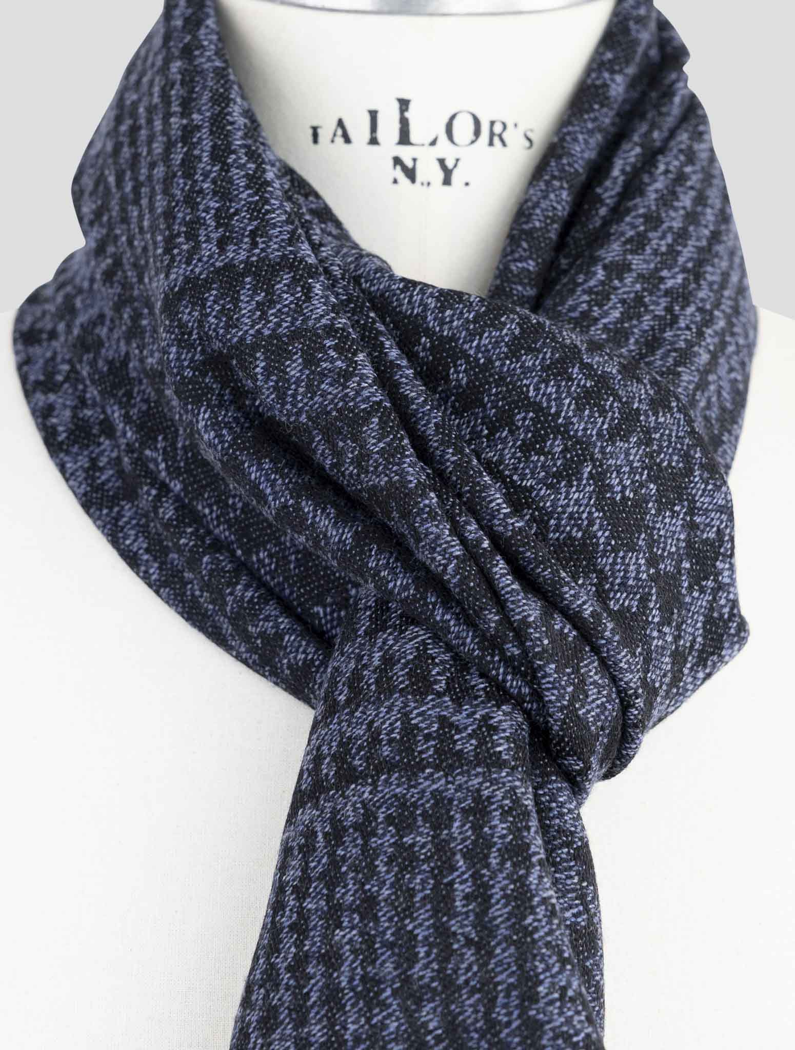Kiton Blue Wool Scarf