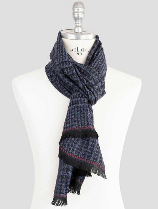 Kiton Blue Wool Scarf