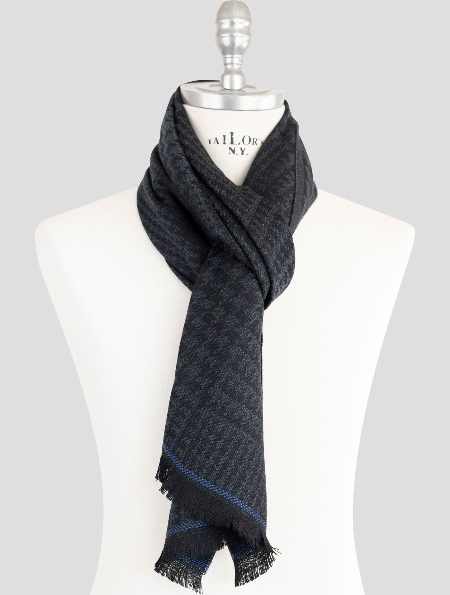 Kiton Blue Wool Scarf
