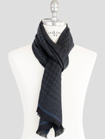 Kiton Blue Wool Scarf