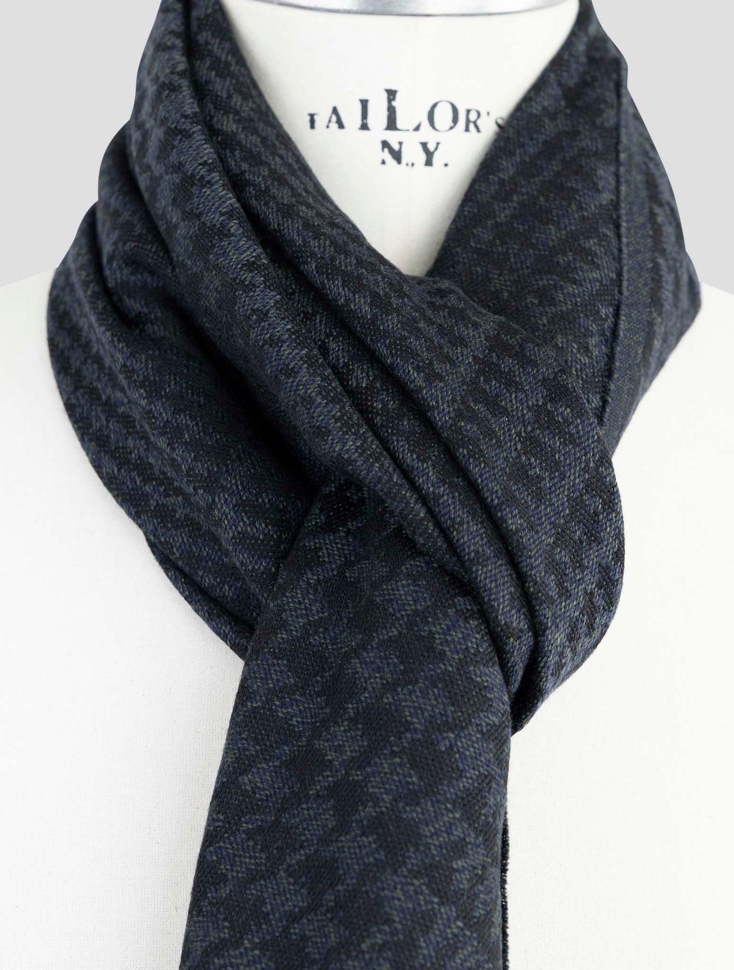Kiton Blue Wool Scarf