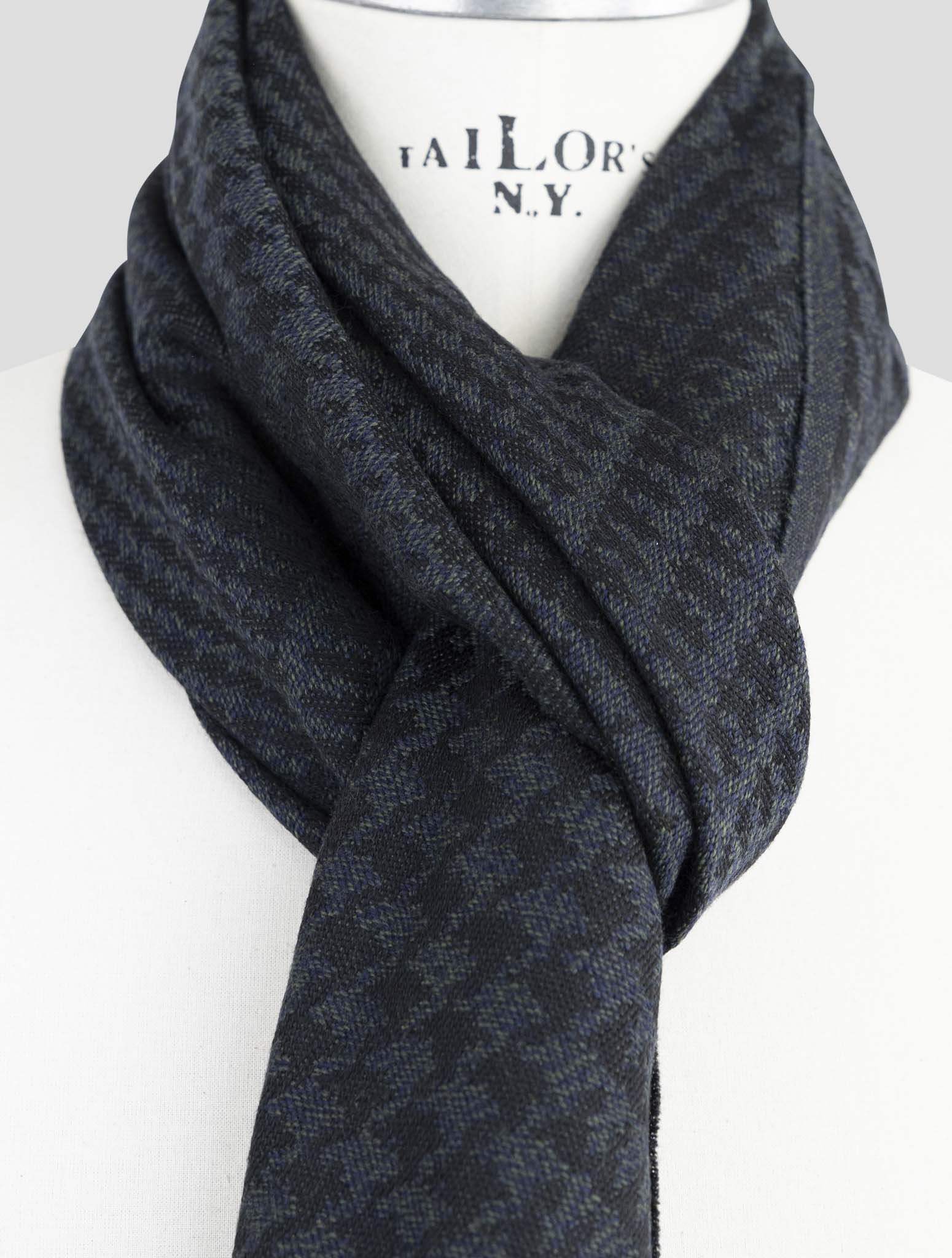 Kiton Blue Wool Scarf