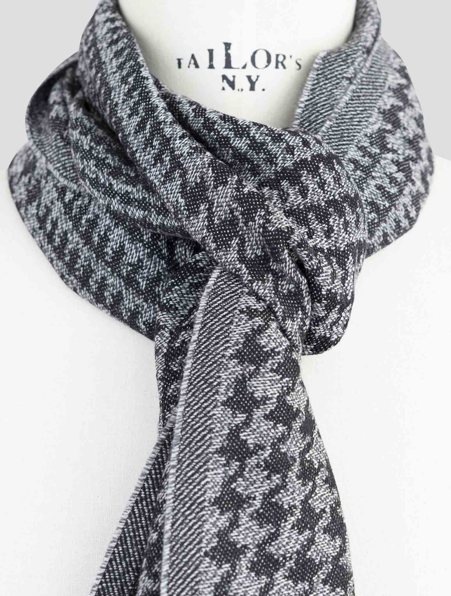 Kiton Black Gray Wool Scarf