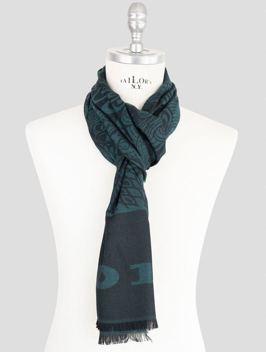 Kiton Blue Green Virgin Wool Silk Cashmere Scarf
