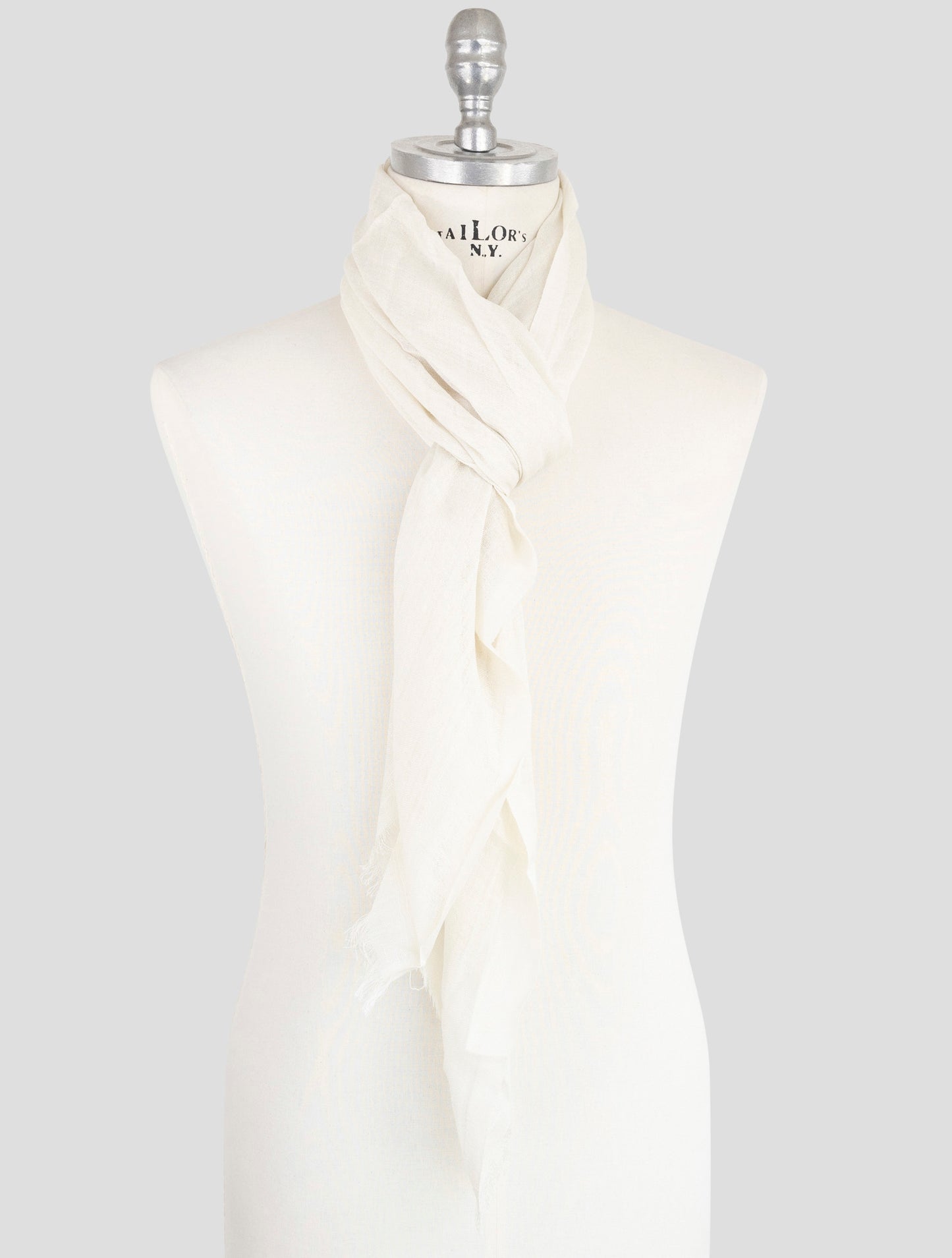 Kiton Beige Silk Linen Scarf