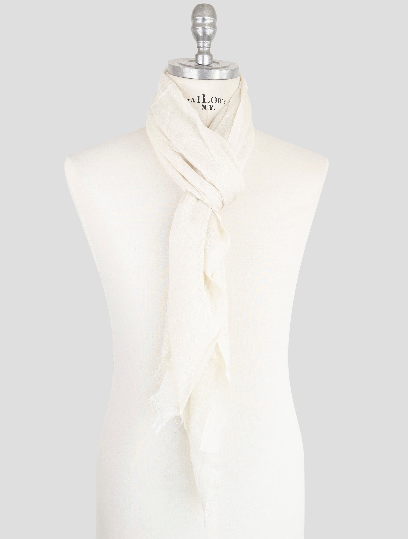 Kiton Beige Silk Linen Scarf