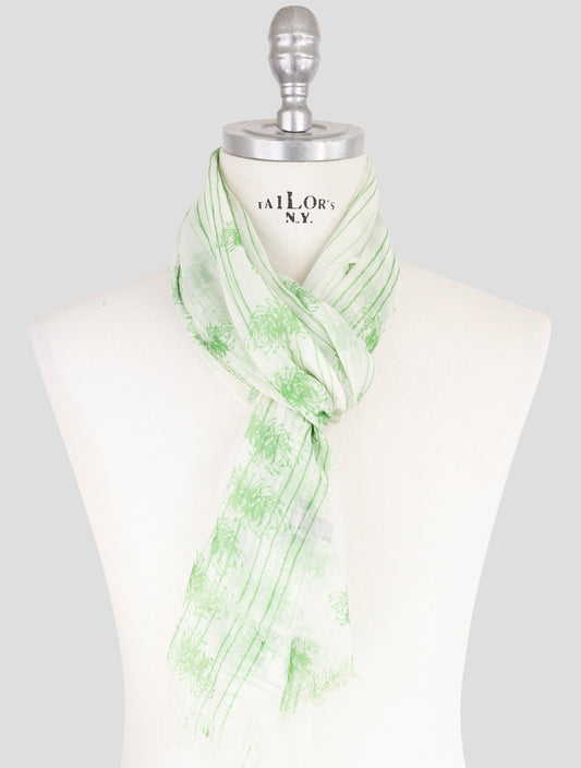 Kiton Green White Modal Cashmere Scarf