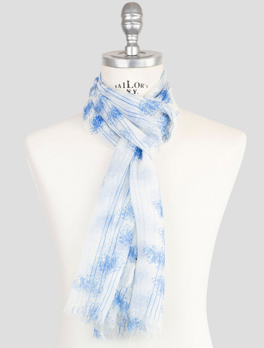 Kiton Blue White Modal Cashmere Scarf