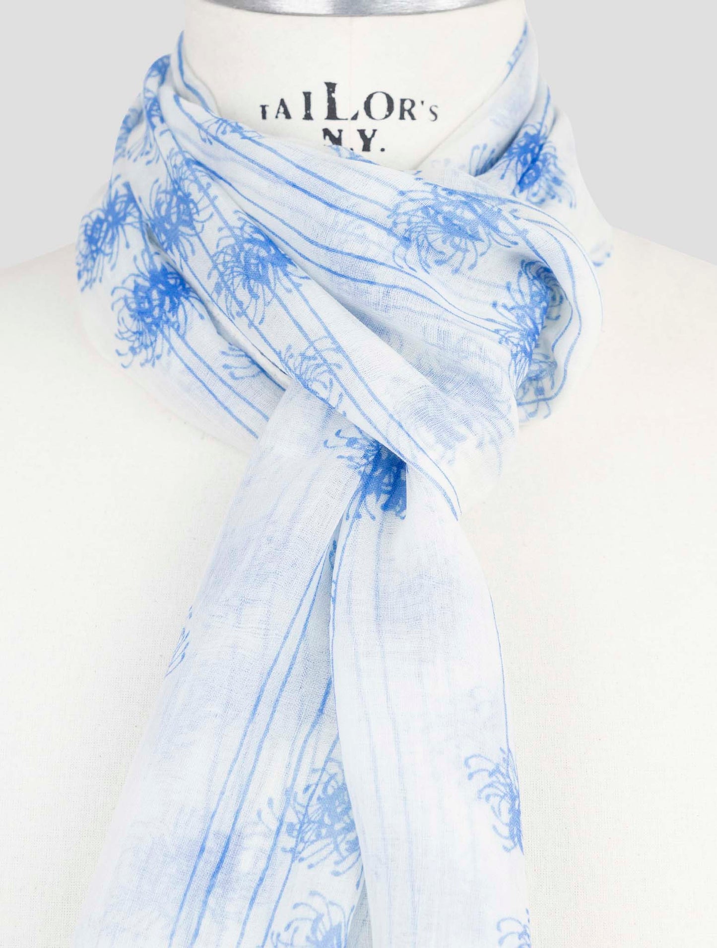 Kiton Blue White Modal Cashmere Scarf