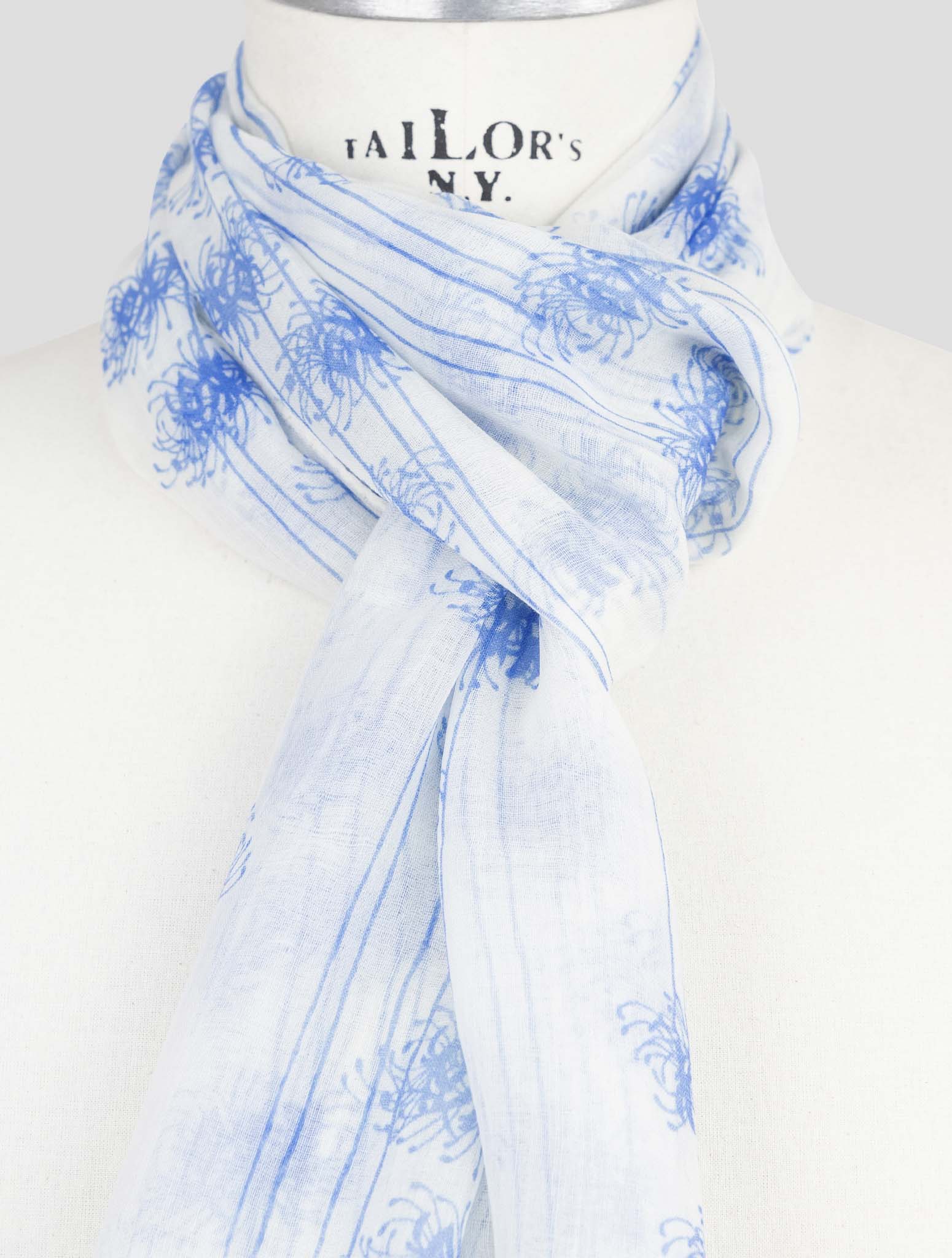 Kiton Blue White Modal Cashmere Scarf