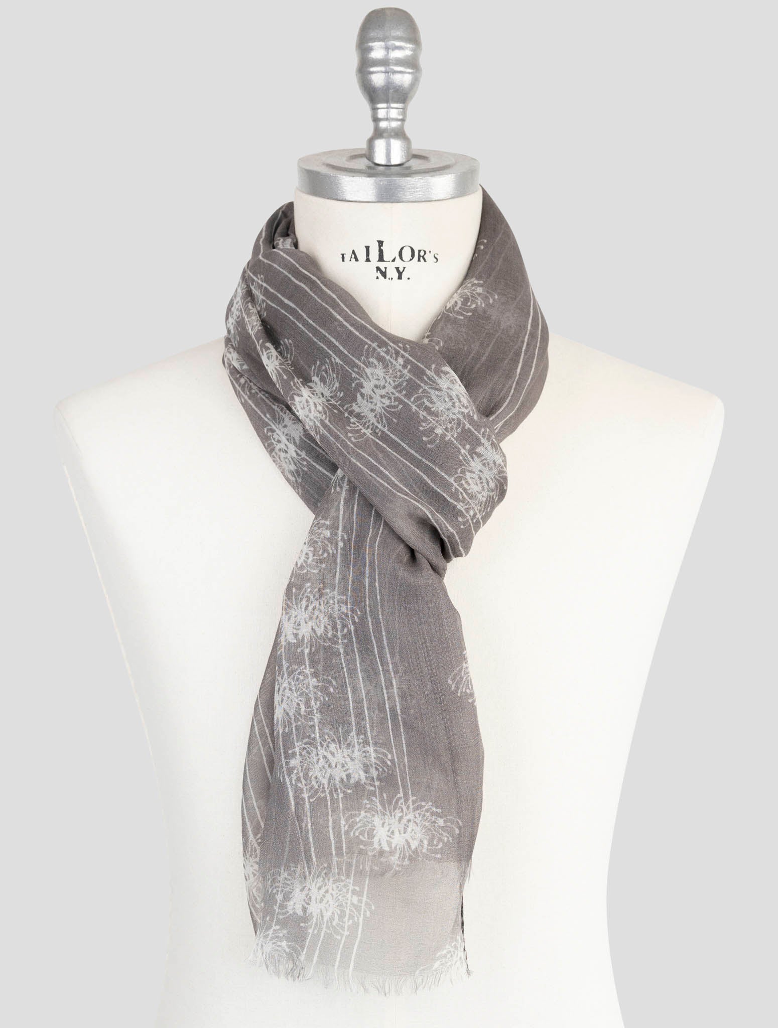 Kiton Gray Modal Cashmere Scarf