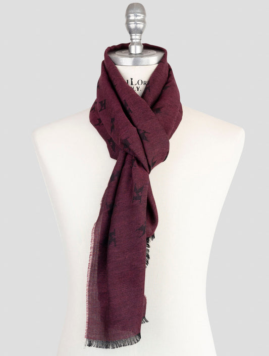 Kiton Burgundy Wool Silk Scarf