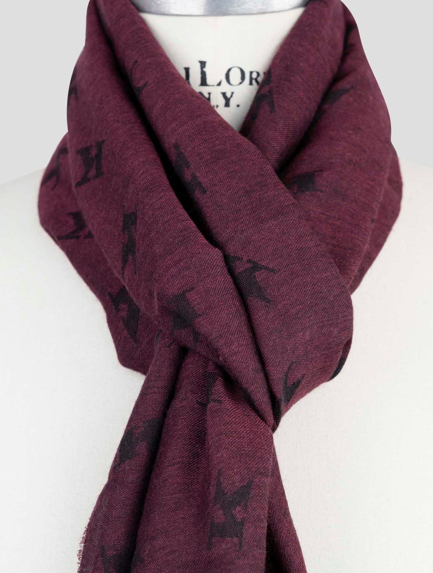 Kiton Burgundy Wool Silk Scarf