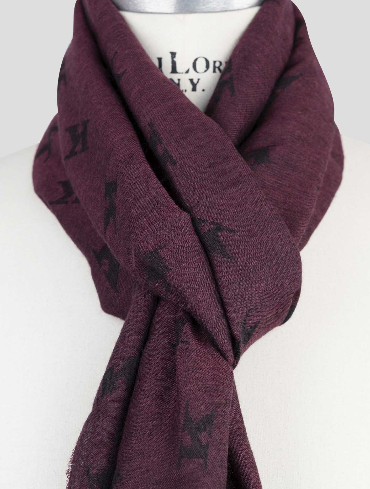 Kiton Burgundy Wool Silk Scarf