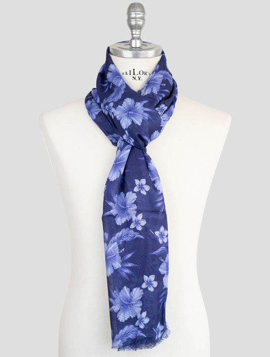 Kiton Blue Modal Cashmere Scarf