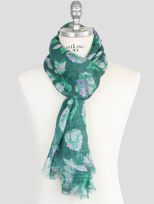 Kiton Green Linen Scarf