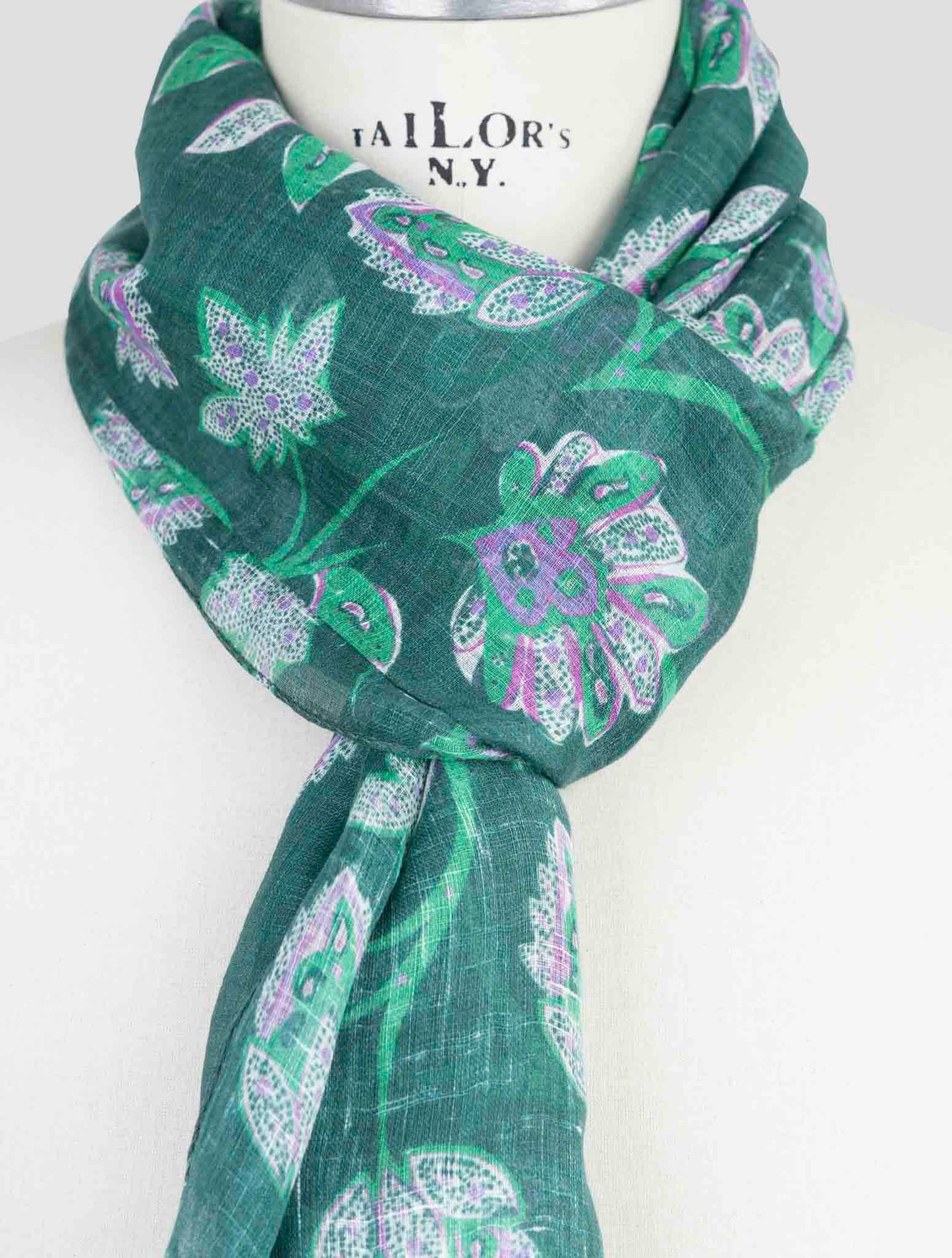 Kiton Green Linen Scarf