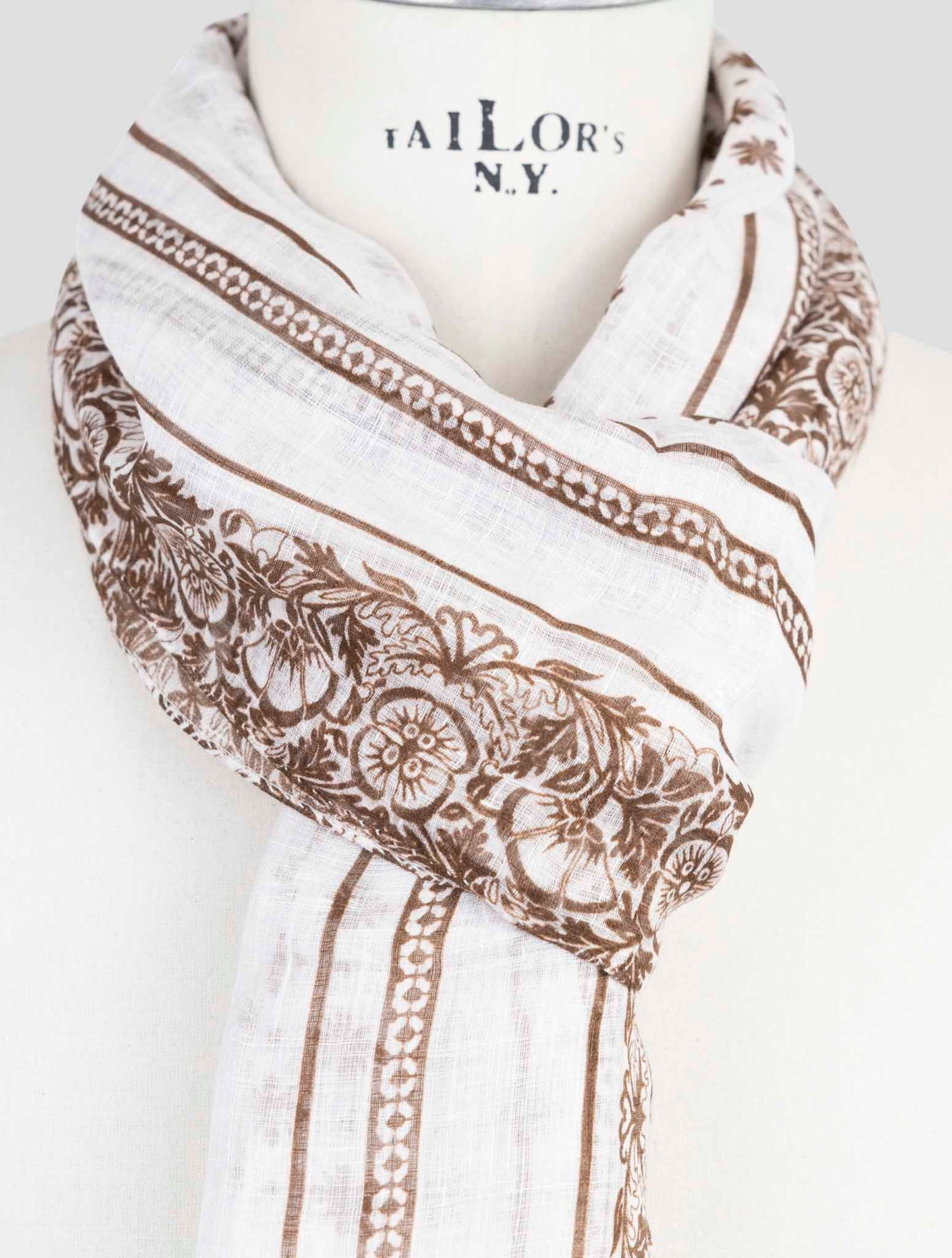 Kiton Brown Linen Scarf