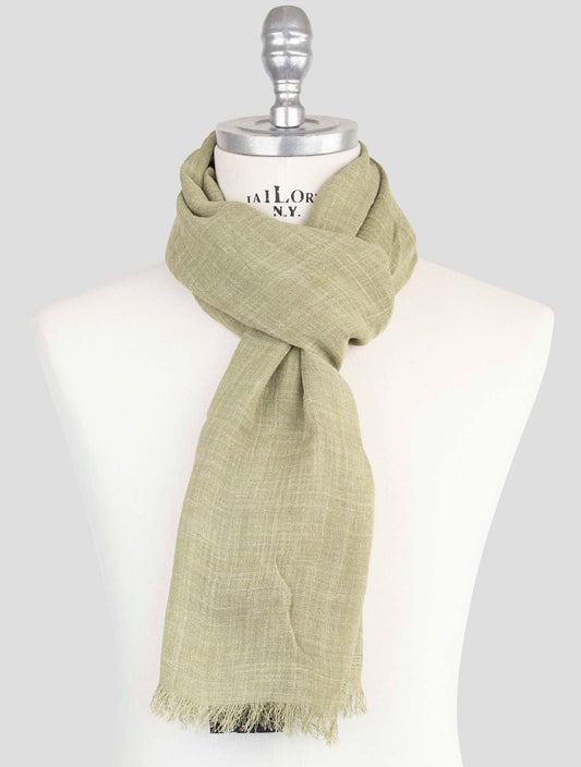 Kiton Green Silk Linen Scarf