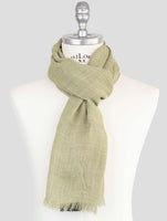 Kiton Green Silk Linen Scarf