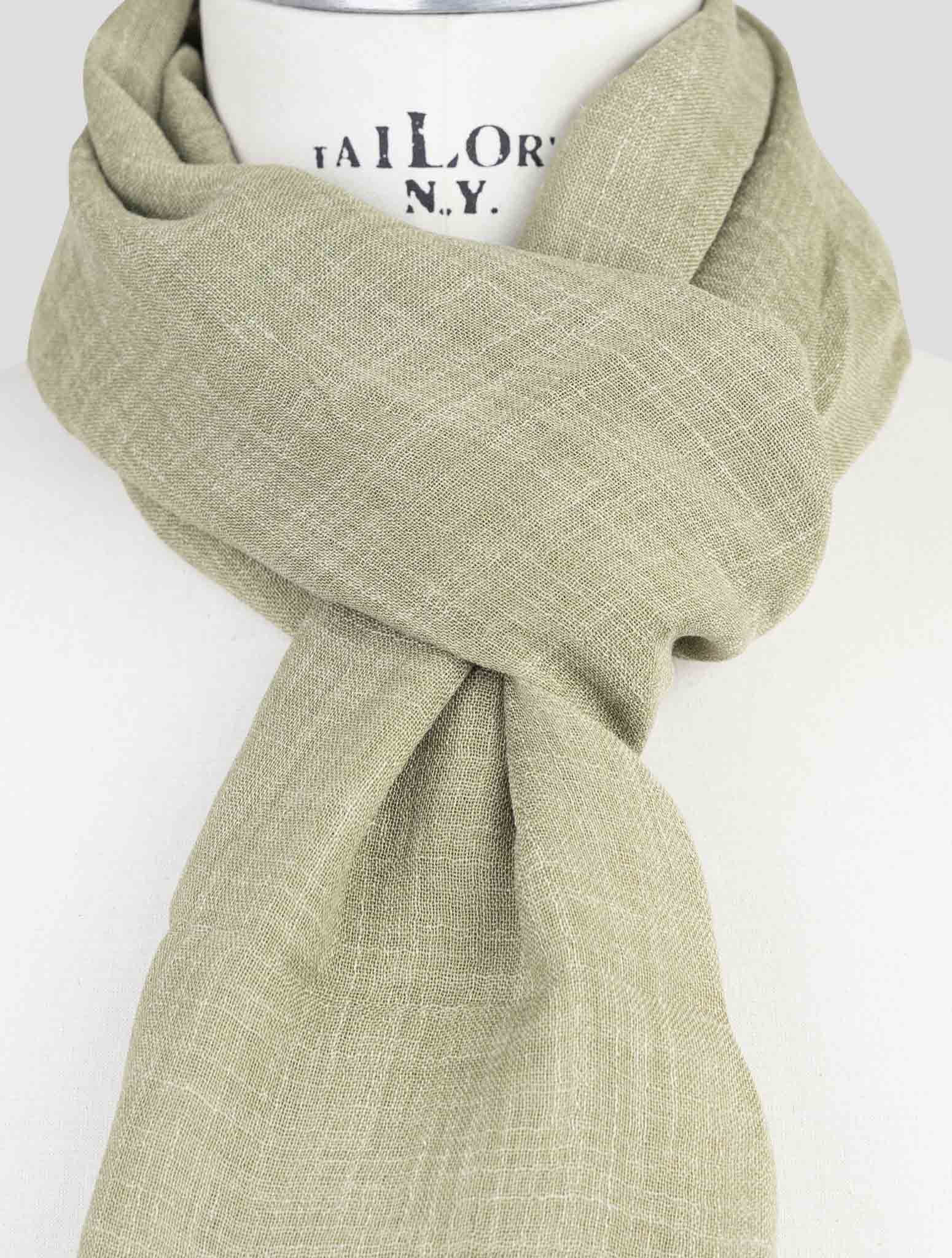 Kiton Green Silk Linen Scarf