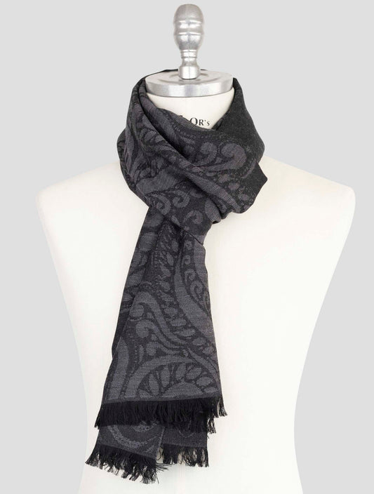 Kiton Dark Gray Virgin Wool Scarf