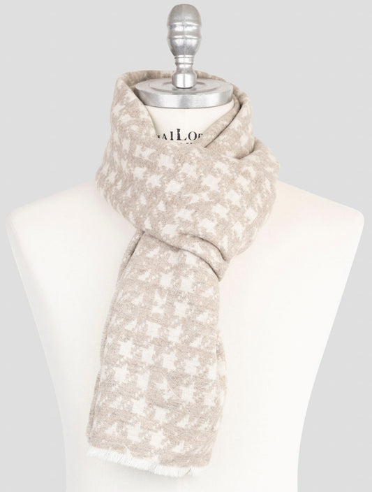 Kiton Beige Wool Cashmere Mink Scarf