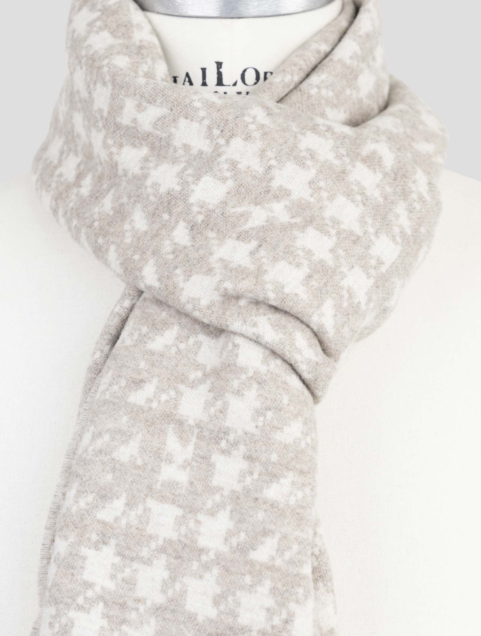 Kiton Beige Wool Cashmere Mink Scarf